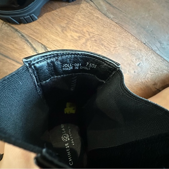 Jenny Chinese laundry black rubber patent leather lug boots round toe nwot - Picture 4 of 9